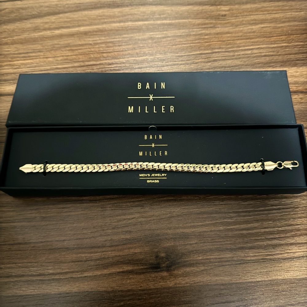 Bain X Miller Gold Brass Chain Bracelet for Men